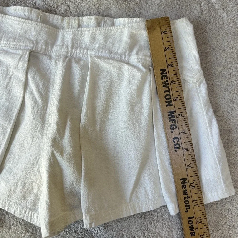 Free‎ People Pleated Micro Skirt Womens 0 Ivory 100% Cotton Mini Skort Boho Y2K